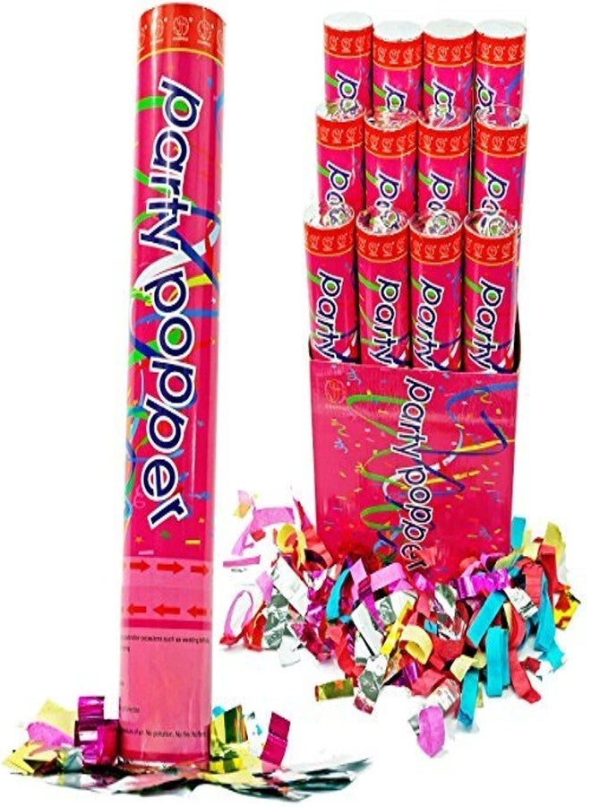 Confetti Cannons (عبوة من 12 قطعة) مدافع قصاصات ورقية كبيرة (12 بوصة) تعمل بضغط الهواء، مثالية للحفلات الداخلية والخارجية، مناسبة لأي حفلة، ليلة رأس السنة أو حفلات الزفاف، تطلق شرائط بطول 10 أقدام - Image 1