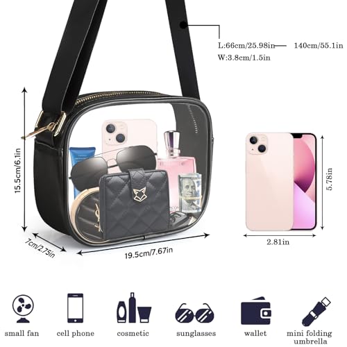 KETIEE Clear Bag Stadium Approved, Transparent Crossbody Bag Clear Purse for Women See Through Handbag with Adjustable Strap for Concerts Sports Festivals (Black) - Image 4