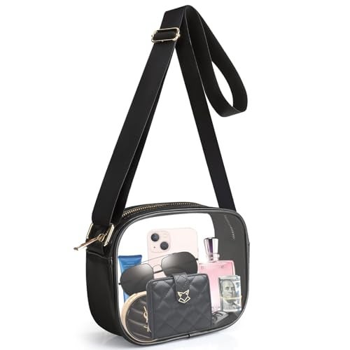 KETIEE Clear Bag Stadium Approved, Transparent Crossbody Bag Clear Purse for Women See Through Handbag with Adjustable Strap for Concerts Sports Festivals (Black) - Image 1