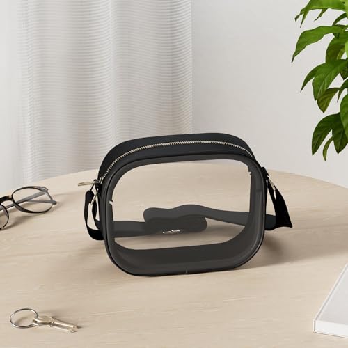 KETIEE Clear Bag Stadium Approved, Transparent Crossbody Bag Clear Purse for Women See Through Handbag with Adjustable Strap for Concerts Sports Festivals (Black) - Image 2