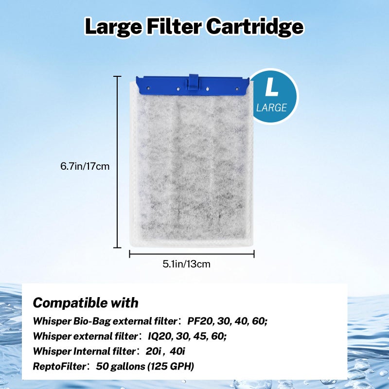 Casuenia 16 Pack Large Filter Cartridges for Tetra Whisper Bio-Bag Filters, Aquarium Replacement Filter Cartridges for Whisper 20i/40i, IQ20/30/45/60, PF20/30/40/60 and Repto Filter - Image 2
