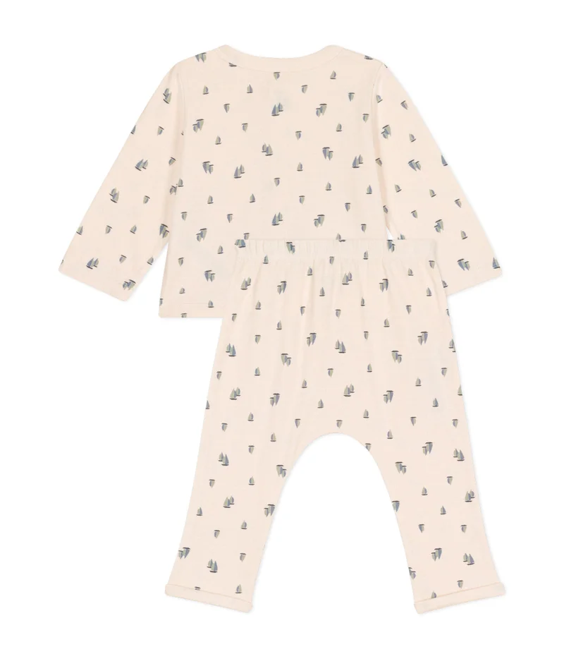 Petit Bateau Babies' two-piece set in tube knit fabric