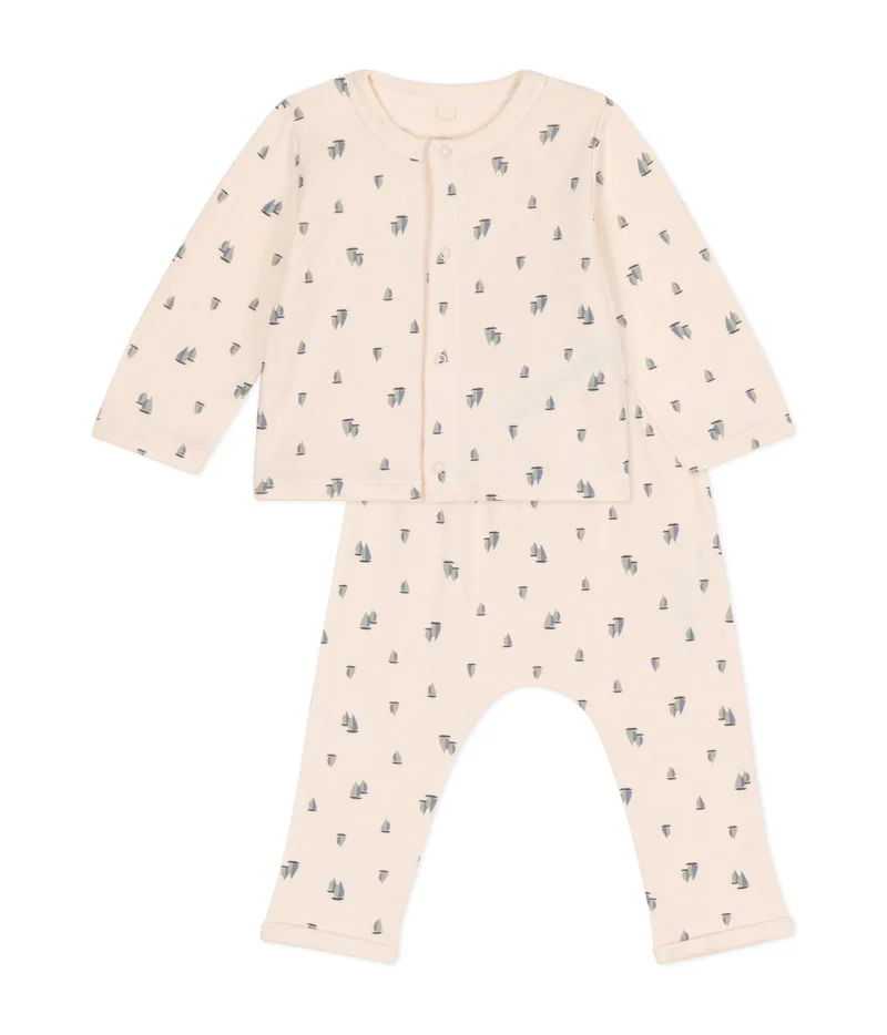 Petit Bateau Babies' two-piece set in tube knit fabric