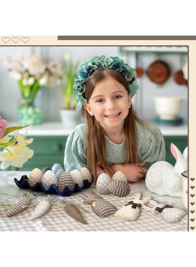 Hahafelt 18 Pcs Easter Stuffed Fabric Bunnies Table Top Rustic Farmhouse Decorations Spring Fabric Carrot Eggs Vase Filler Decor for Desk Counter Tiered Tray Easter Wedding Home Exquisite Soft Craft - Image 4