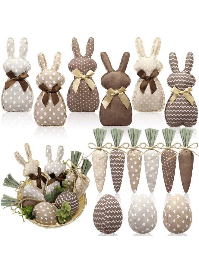 Hahafelt 18 Pcs Easter Stuffed Fabric Bunnies Table Top Rustic Farmhouse Decorations Spring Fabric Carrot Eggs Vase Filler Decor for Desk Counter Tiered Tray Easter Wedding Home Exquisite Soft Craft - Image 1