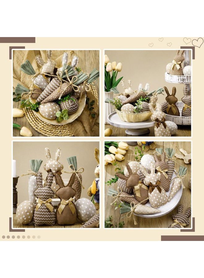Hahafelt 18 Pcs Easter Stuffed Fabric Bunnies Table Top Rustic Farmhouse Decorations Spring Fabric Carrot Eggs Vase Filler Decor for Desk Counter Tiered Tray Easter Wedding Home Exquisite Soft Craft - Image 3