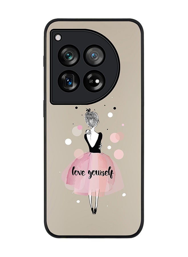 Stylizedd Rugged Black Edge Case for OnePlus 12, Slim fit Soft Case Flexible Rubber Edges Anti Drop TPU Gel Thin Cover -  Love Yourself - Image 1