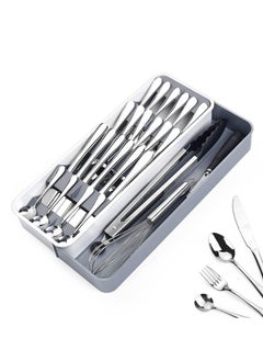 Excefore Kitchen Drawer Organizer, Silverware Organizer Storage Tray, Compact Cutlery Expandable Organizer for Kitchen Drawer Holding Flatware Spoons Forks  - Image 1