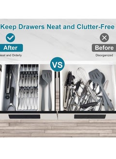 Excefore Kitchen Drawer Organizer, Silverware Organizer Storage Tray, Compact Cutlery Expandable Organizer for Kitchen Drawer Holding Flatware Spoons Forks  - Image 2