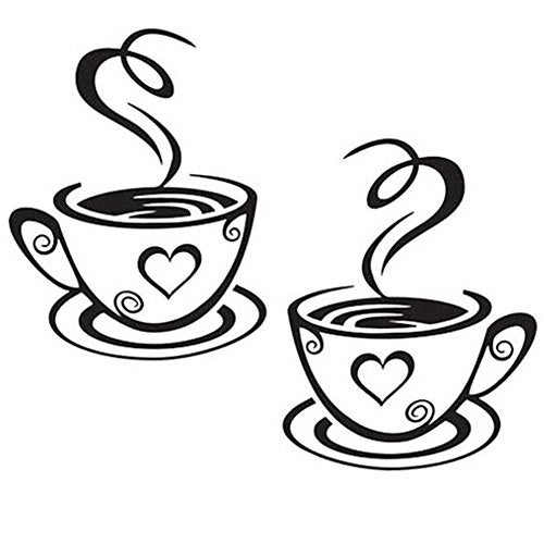 Decaltor Dual Coffee Cup Pattern Sticker Wall Decals Home Art Decor Size 12'' ×7 - Image 1