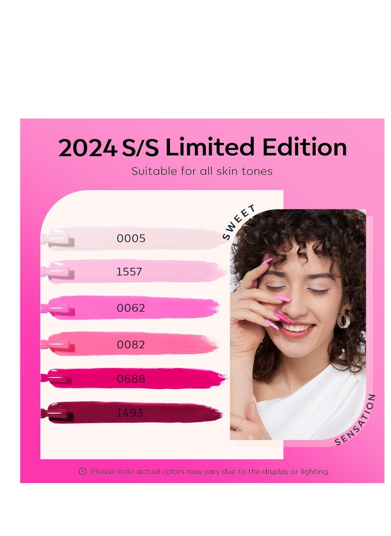 modelones - modelones Pink Gel Nail Polish Set 6 Colors, Hot Pink Tones Neon Pink Shades Magenta Light Soft to Dark Nail Art Design for Women Girl Nail Lovers Gift Salon DIY Summer Gel Manicure - Image 1