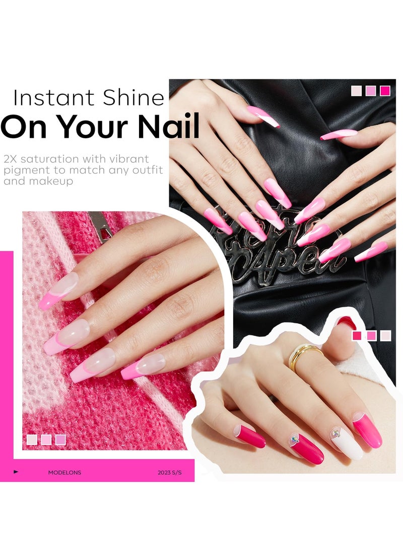 modelones - modelones Pink Gel Nail Polish Set 6 Colors, Hot Pink Tones Neon Pink Shades Magenta Light Soft to Dark Nail Art Design for Women Girl Nail Lovers Gift Salon DIY Summer Gel Manicure - Image 1