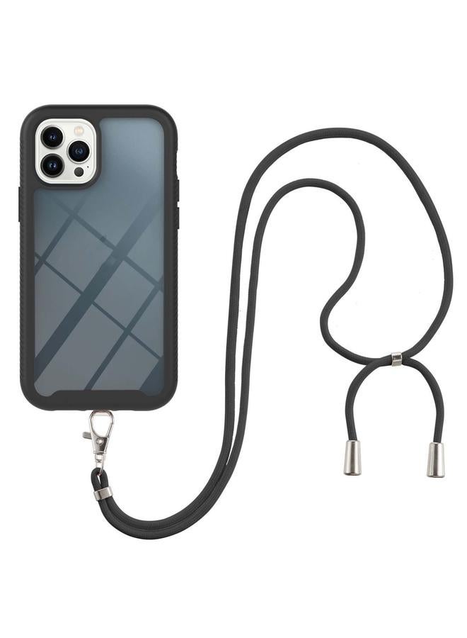 زبون جراب لهاتف iPhone 13 Pro Max Starry Sky بلون سادة مقاوم للصدمات من البولي كربونات + جراب واقٍ من مادة TPU مع حزام للرقبة - Image 1