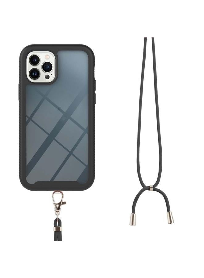 زبون جراب لهاتف iPhone 13 Pro Max Starry Sky بلون سادة مقاوم للصدمات من البولي كربونات + جراب واقٍ من مادة TPU مع حزام للرقبة - Image 3