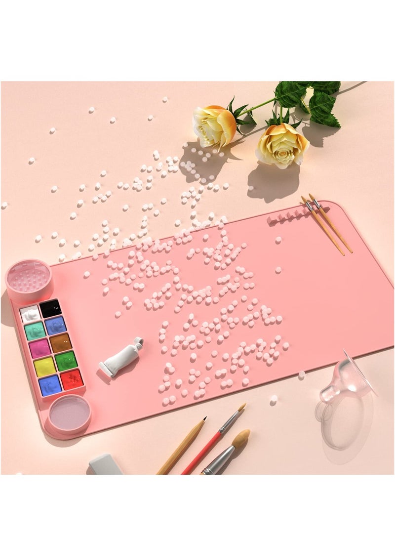 Luckam Silicone Painting Mat, 19.7"x11" Nonstick Silicone Craft Mat, Silicone Craft Mat with Cup and Paint Holder, Washable and Nonstick DIY Silicone Mats for Crafts Painting, Clay - Image 2