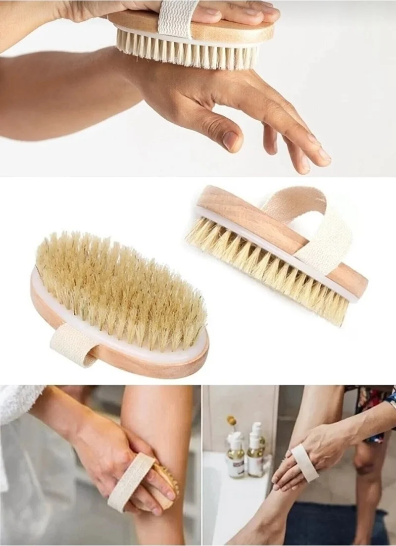 بايسا Natural Horsehair Bath Back Scrub Soft with Long Detachable Handle