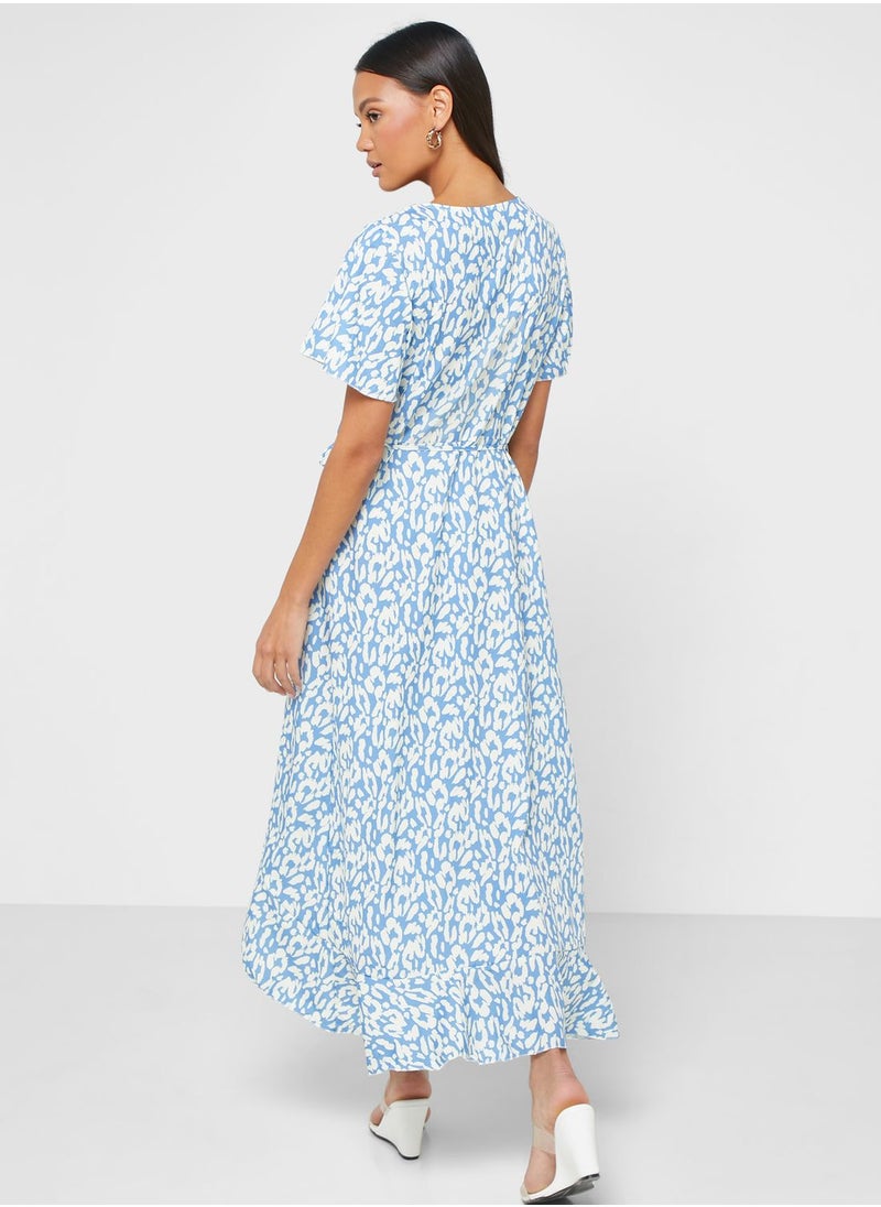 ELLA - Ruffle Hem Printed Dress - Image 1