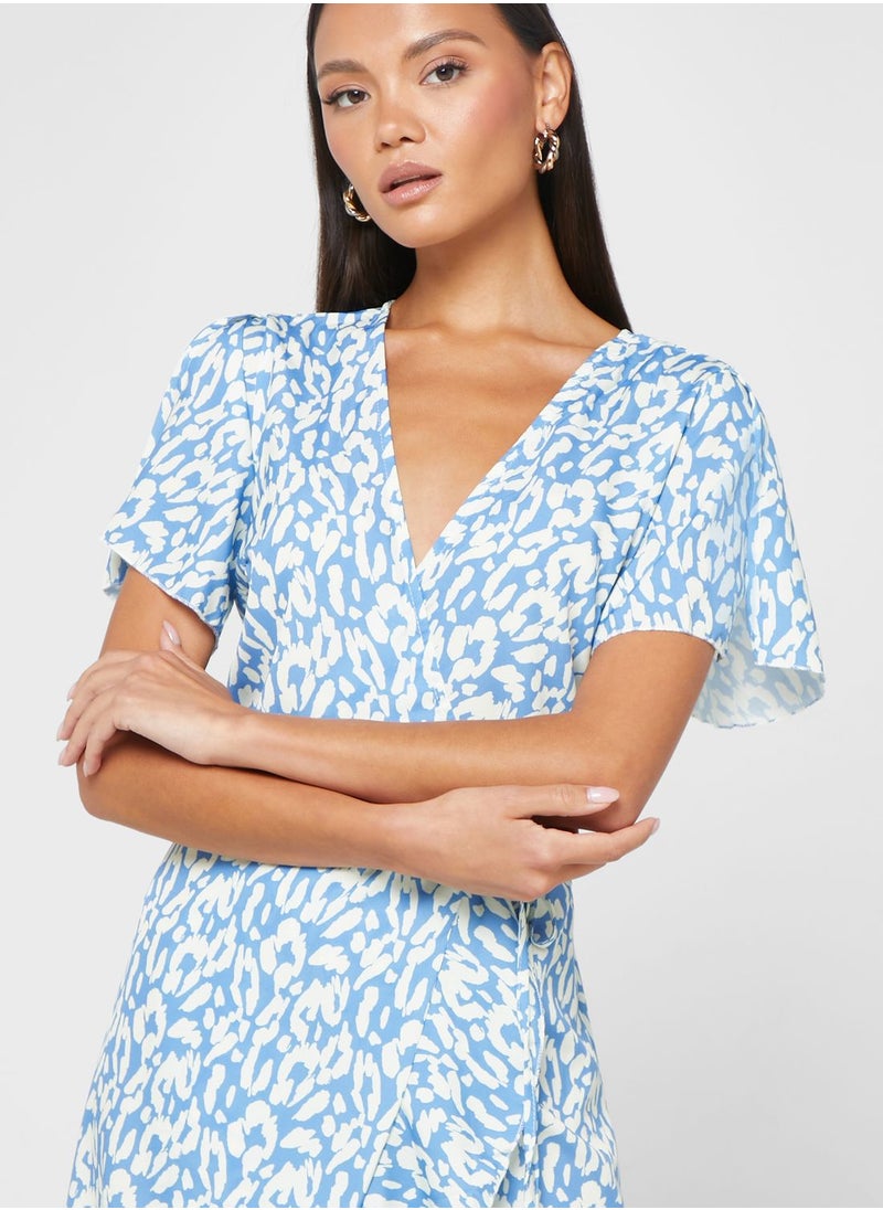 ELLA - Ruffle Hem Printed Dress - Image 1