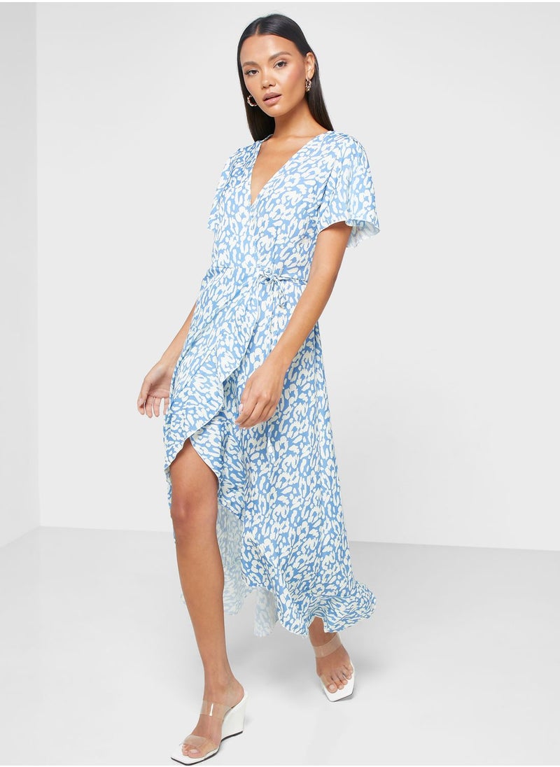 ELLA - Ruffle Hem Printed Dress - Image 1