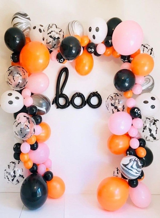 Biapian Halloween Balloon Arch Garland with Checkered Star Ghost Balloon Foil, Pink Orange Yellow Black Latex Balloons Helium For Girly Kids Cute Halloween Party Decorations Indoor Outdoor - Image 3