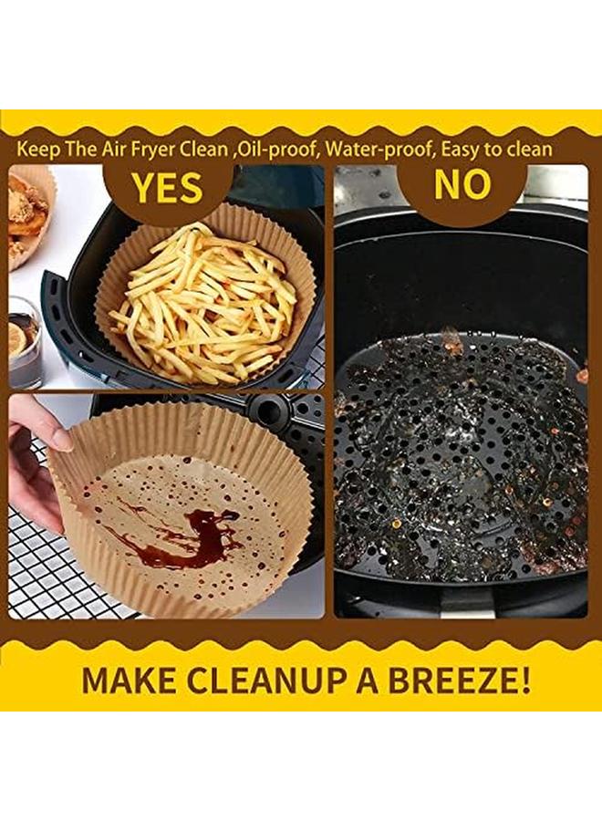 SHOWAY Air Fryer Disposable Paper Liner 100Pcs Non Stick Disposable Air Fryer Liners Baking Paper For Air Fryer Oil Proof Water Proof Parchment For Baking Roasting Microwave 16Cm Natural Brown - Image 3