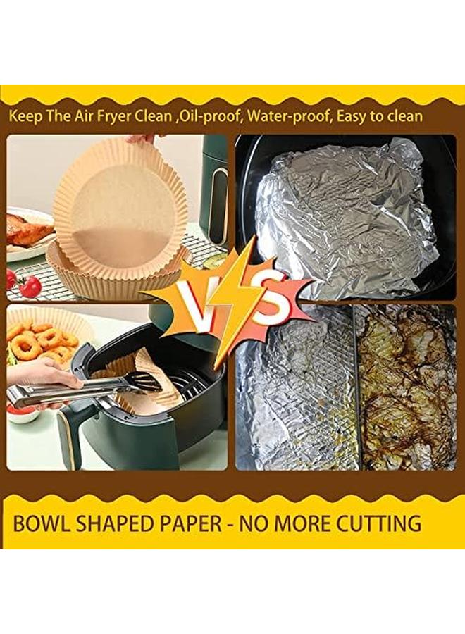 SHOWAY Air Fryer Disposable Paper Liner 100Pcs Non Stick Disposable Air Fryer Liners Baking Paper For Air Fryer Oil Proof Water Proof Parchment For Baking Roasting Microwave 16Cm Natural Brown - Image 4