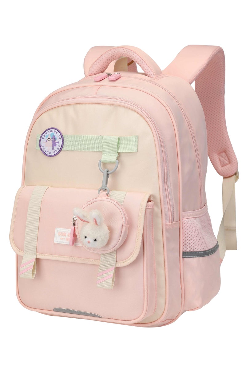SUN EIGHT Premium 16.5-inch Light Weight School Backpack Water Resistant Polyester Kid’s Daypack for Girls, SE22222, Pink - Image 1