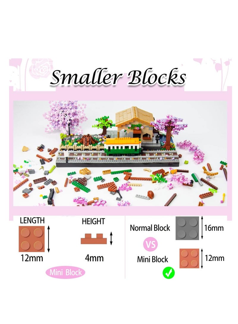 KASTWAVE Mini Cherry Blossom Train Station Building Blocks Set, Sakura Botanical Collection Building Set for Adults, 14+ Teens, Home Decor Accessories, 3668 Pcs - Image 2