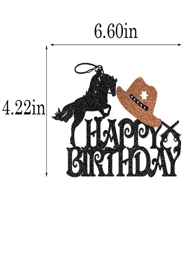 Qertesl Western Cowboy Cake Topper - Glitter Theme Happy Birthday Party Decoration, Baby Shower & Boy/Girl Birthday Party Decoration Supplies - Image 2