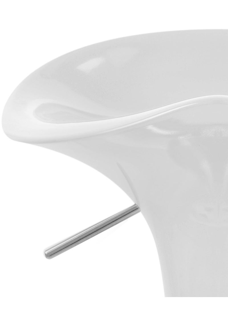 AL WADI FURNITURE Set Of 2 Adjustable Up And Down Low Back Scoop Bar Stools Comfortable Swivel Chair With Stainless Steel Base And Footrest - White  - Image 2