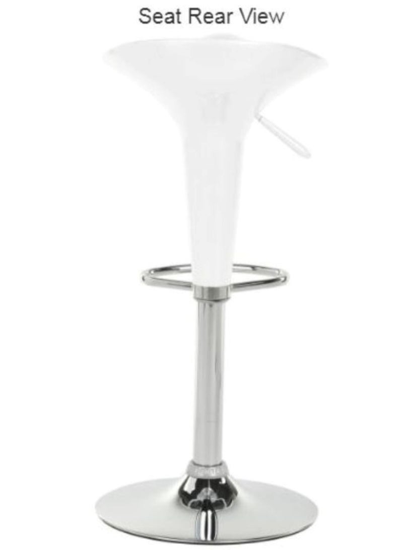 AL WADI FURNITURE Set Of 2 Adjustable Up And Down Low Back Scoop Bar Stools Comfortable Swivel Chair With Stainless Steel Base And Footrest - White  - Image 3