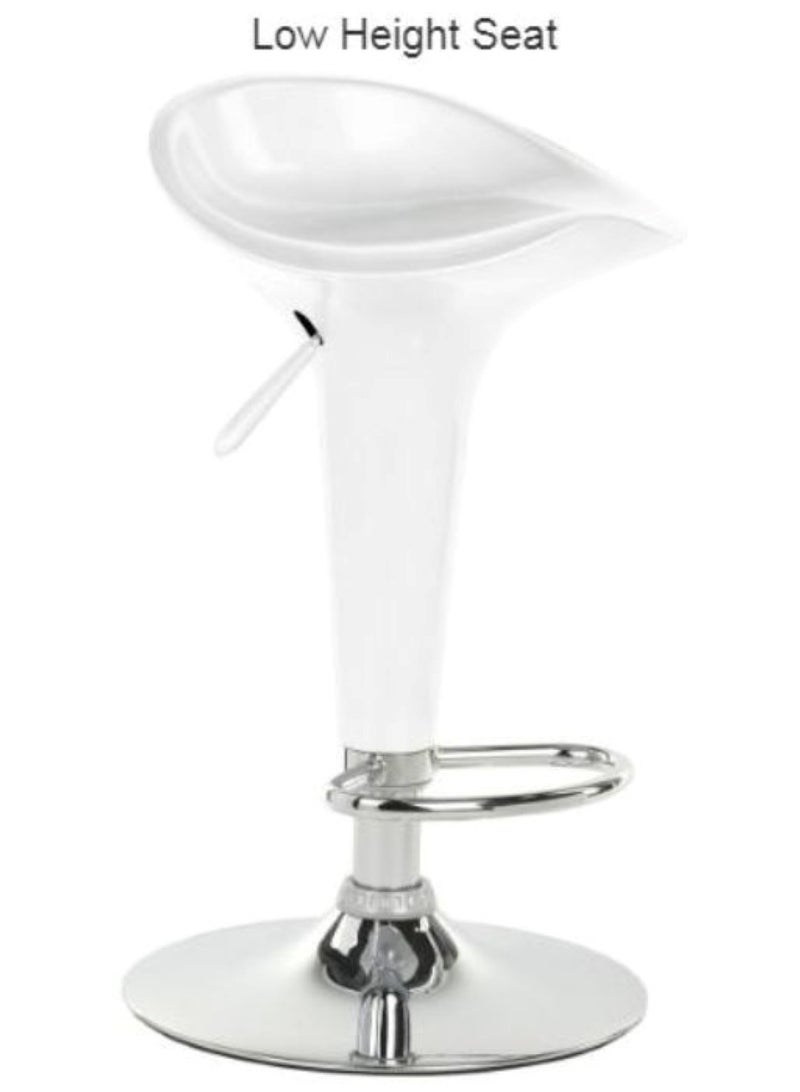 AL WADI FURNITURE Set Of 2 Adjustable Up And Down Low Back Scoop Bar Stools Comfortable Swivel Chair With Stainless Steel Base And Footrest - White  - Image 4