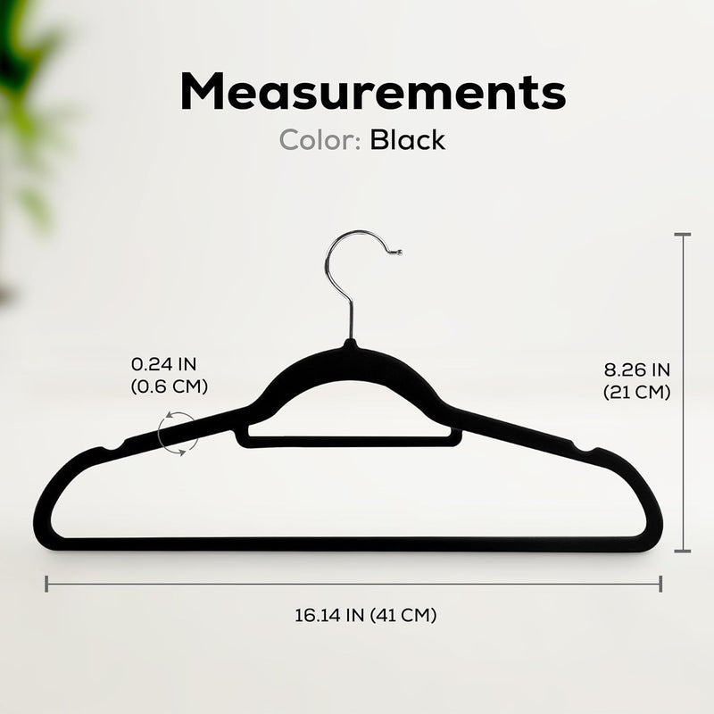 Utopia Home - Set of 100 Velvet Hangers Non Slip with Tie Bar, Heavy Duty Standard Hangers with 360 Degree Swivel Hook, Black - Image 4