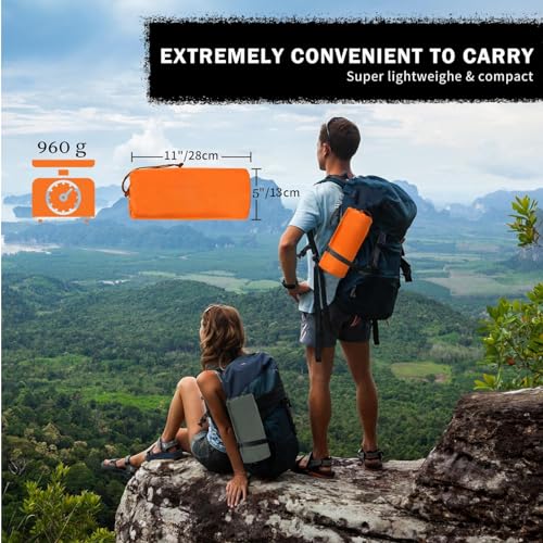 The AutoStory Camping Sleeping Bed Mat Pad - Extra Thick Nylon Inflatable Mattress for Ultimate Comfort, Built-in Pump, Waterproof & Compact for Backpacking, Hiking, Travel, Picnic (Orange, 960G) - Image 4