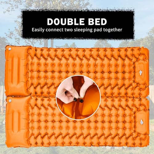 The AutoStory Camping Sleeping Bed Mat Pad - Extra Thick Nylon Inflatable Mattress for Ultimate Comfort, Built-in Pump, Waterproof & Compact for Backpacking, Hiking, Travel, Picnic (Orange, 960G) - Image 5