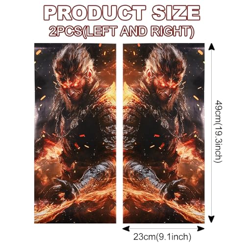 JSCARLIFE Skull Car B-Pillar Sticker, HD Printed PVC Waterproof Car Decals, Car Stickers Vinyl Self-Adhesive Side Strip Decal Cool Stickers (Black Myth Wukong Style 1) - Image 2