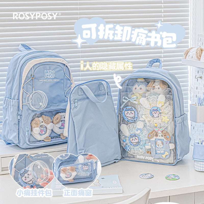 RosyPosy Unisex Canvas Backpack with Display Window, Large Capacity Casual Student Travel Bag with 11-Inch Laptop Compartment - Image 2