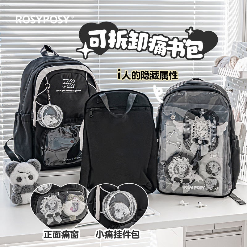 RosyPosy Unisex Canvas Backpack with Display Window, Large Capacity Casual Student Travel Bag with 11-Inch Laptop Compartment - Image 3