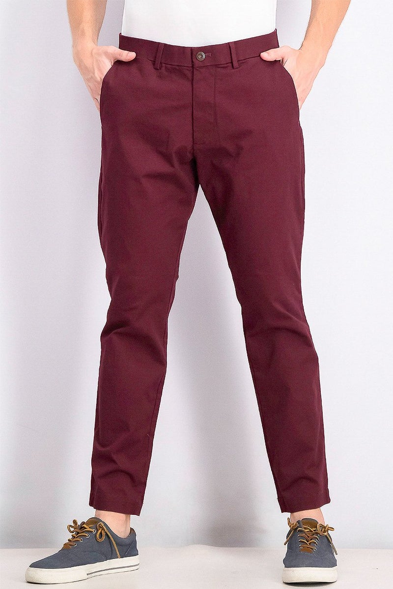 GAP Men Slim Stretch Waistband Pants, Maroon - Image 1