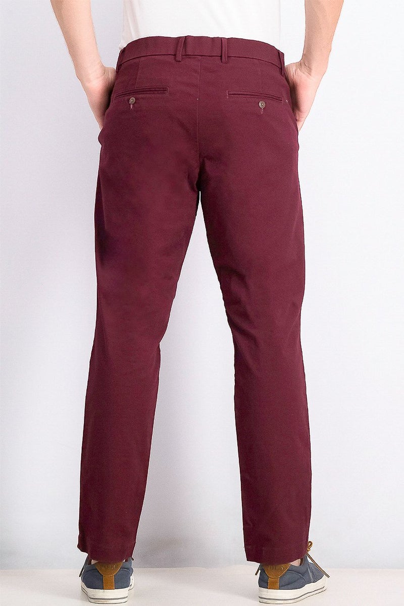GAP Men Slim Stretch Waistband Pants, Maroon - Image 3