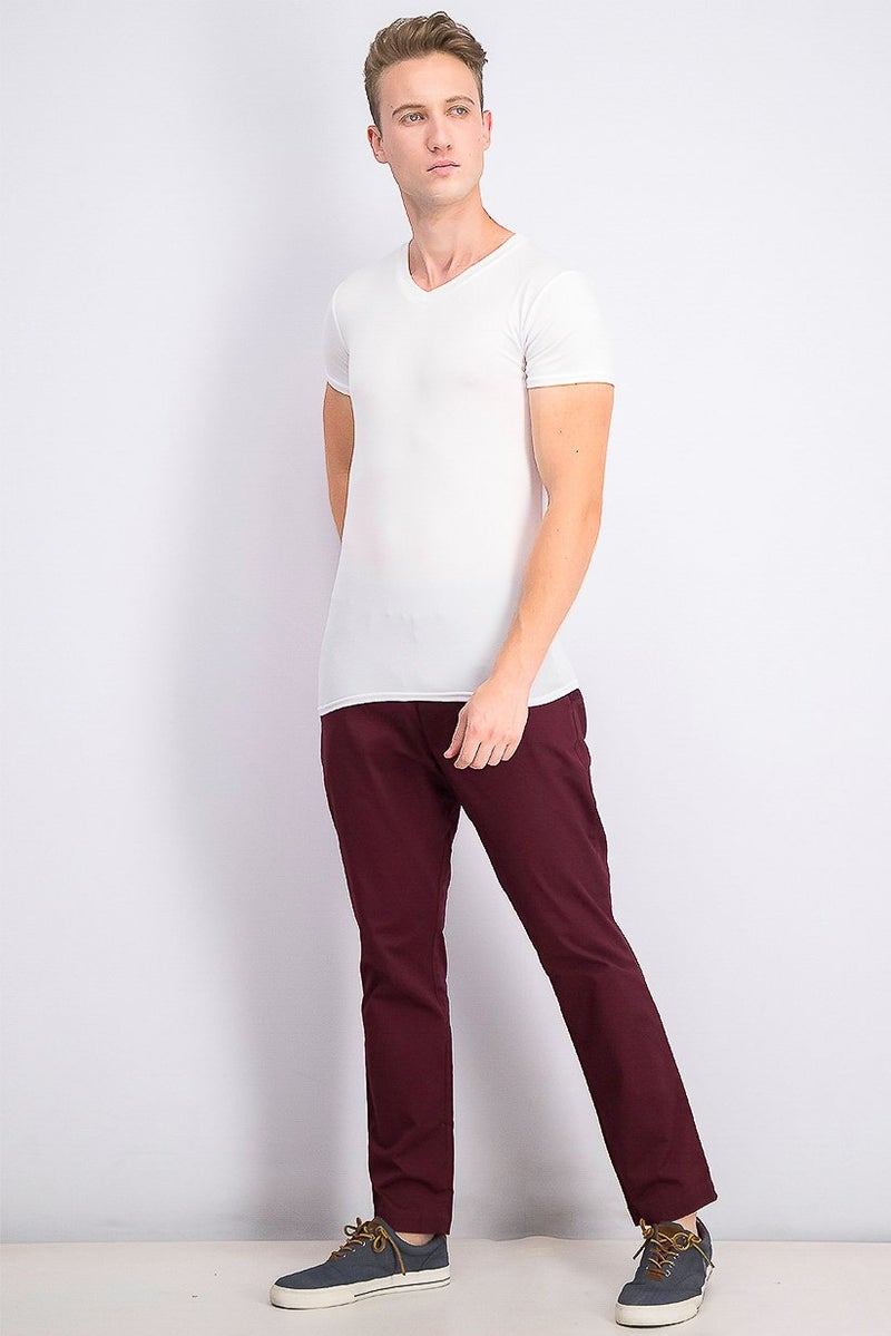 GAP Men Slim Stretch Waistband Pants, Maroon - Image 2