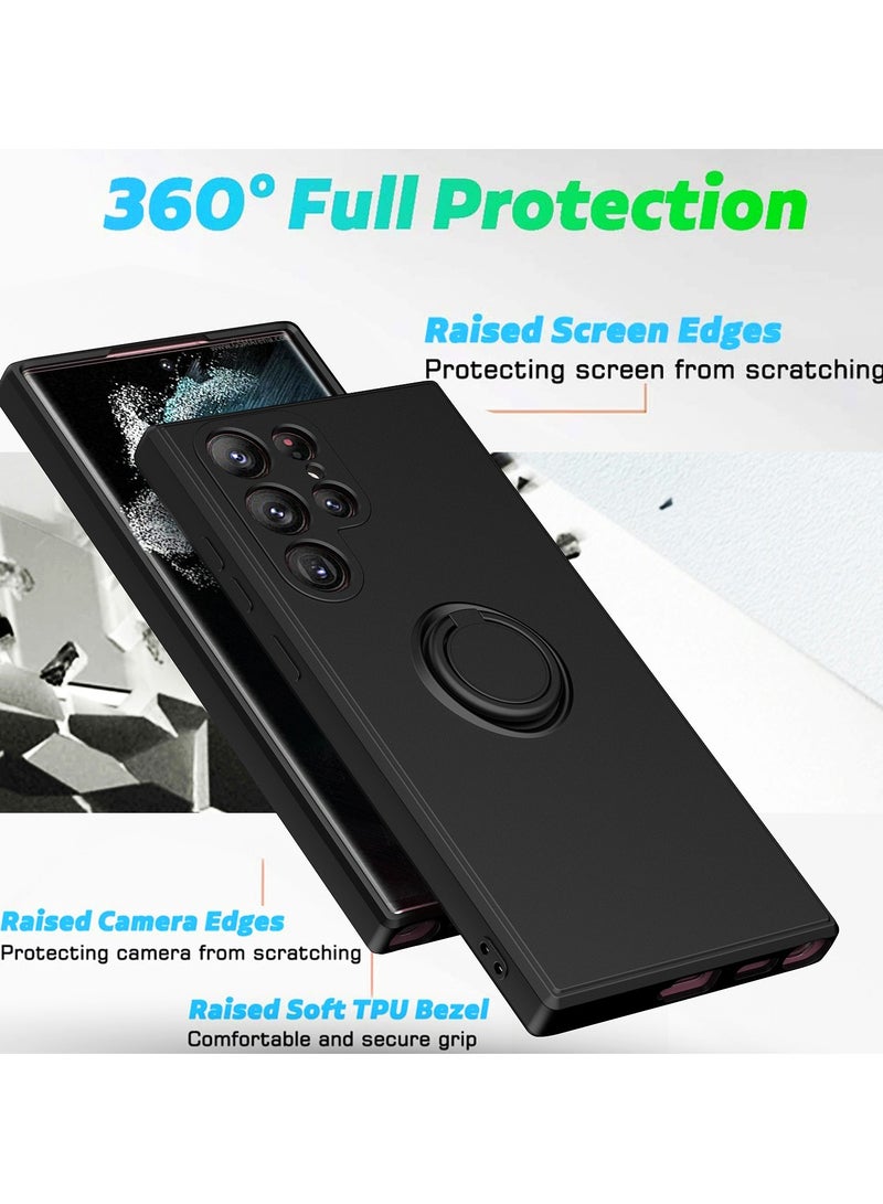 Alyashmac Case Cover for Samsung Galaxy S24 Ultra Liquid Silicone Flexible Edges Anti-scratch and Shockproof Circular Ring Support Car Magnets Black - Image 5