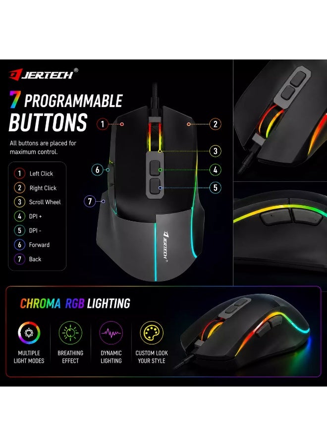 جيرتك فأرة الألعاب JR860 AEGIS RGB – مستشعر بصري بدقة 4800 نقطة في البوصة، معدل استجابة 125 هرتز (رمادي أسود) - Image 2