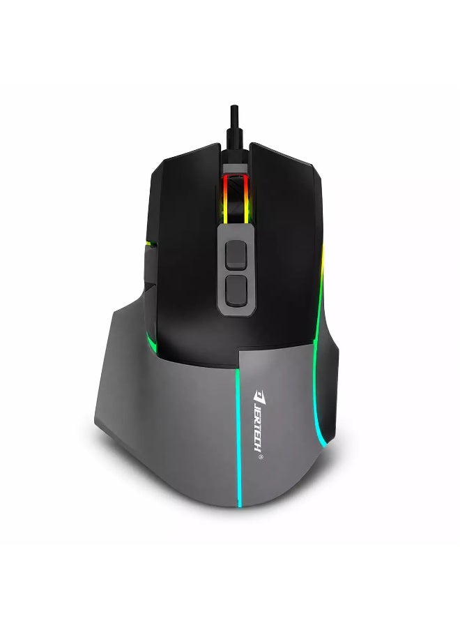 جيرتك فأرة الألعاب JR860 AEGIS RGB – مستشعر بصري بدقة 4800 نقطة في البوصة، معدل استجابة 125 هرتز (رمادي أسود) - Image 1