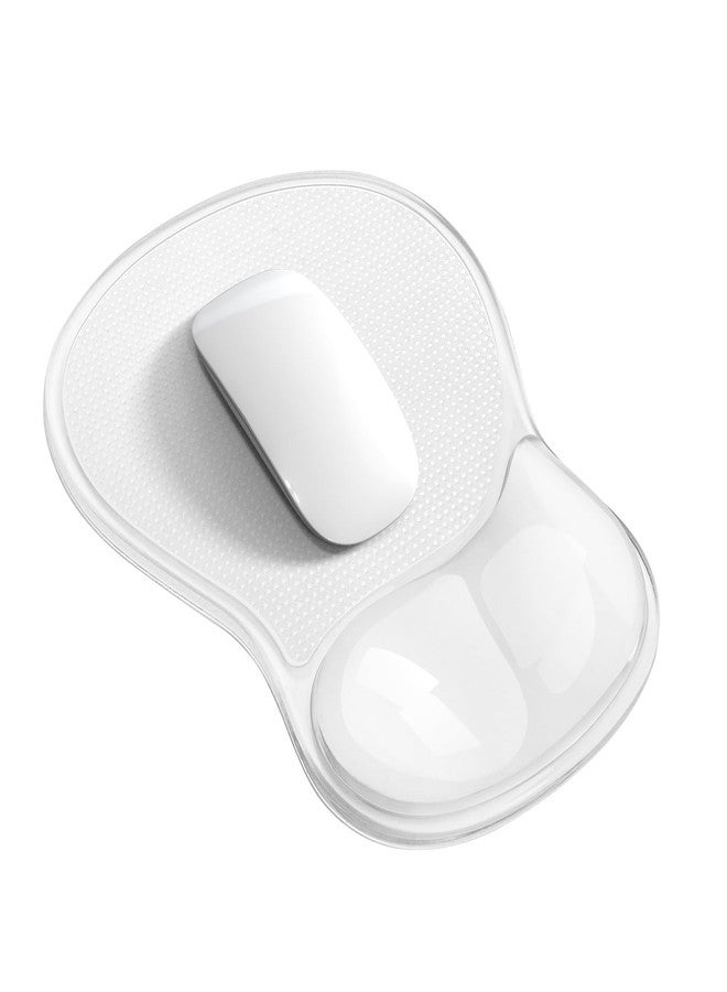 KEPUTAIER Mouse Pad with Wrist Rest,Ergonomic Mouse Pad with Comfortable Gel Wrist Rest Support and Non-Slip PU Base for Easy Typing Pain Relief, Durable and Washable (Transparent White) - Image 1