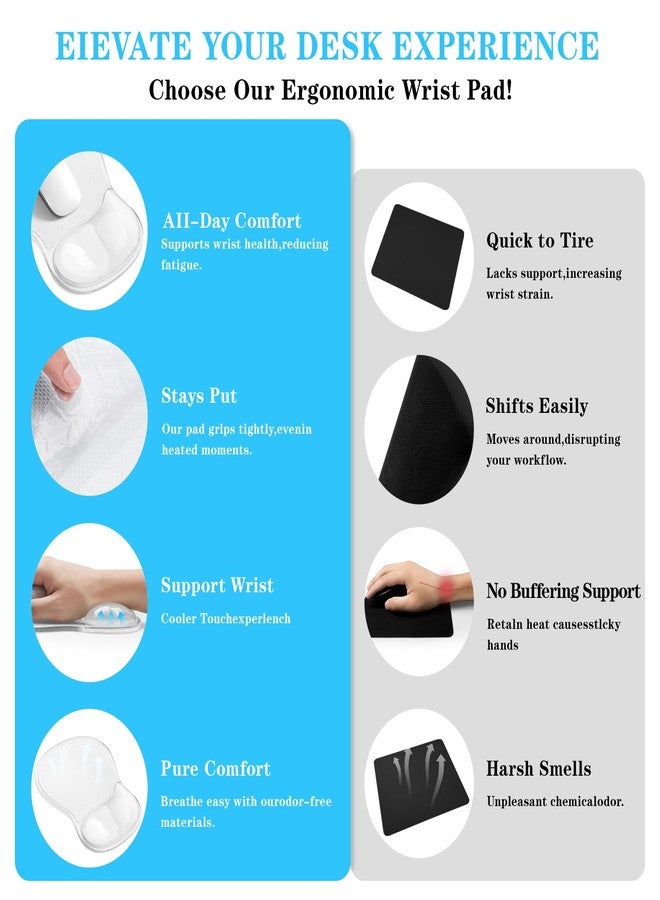 KEPUTAIER Mouse Pad with Wrist Rest,Ergonomic Mouse Pad with Comfortable Gel Wrist Rest Support and Non-Slip PU Base for Easy Typing Pain Relief, Durable and Washable (Transparent White) - Image 4