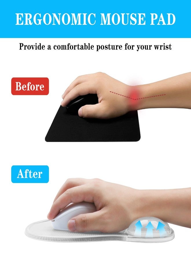 KEPUTAIER Mouse Pad with Wrist Rest,Ergonomic Mouse Pad with Comfortable Gel Wrist Rest Support and Non-Slip PU Base for Easy Typing Pain Relief, Durable and Washable (Transparent White) - Image 2