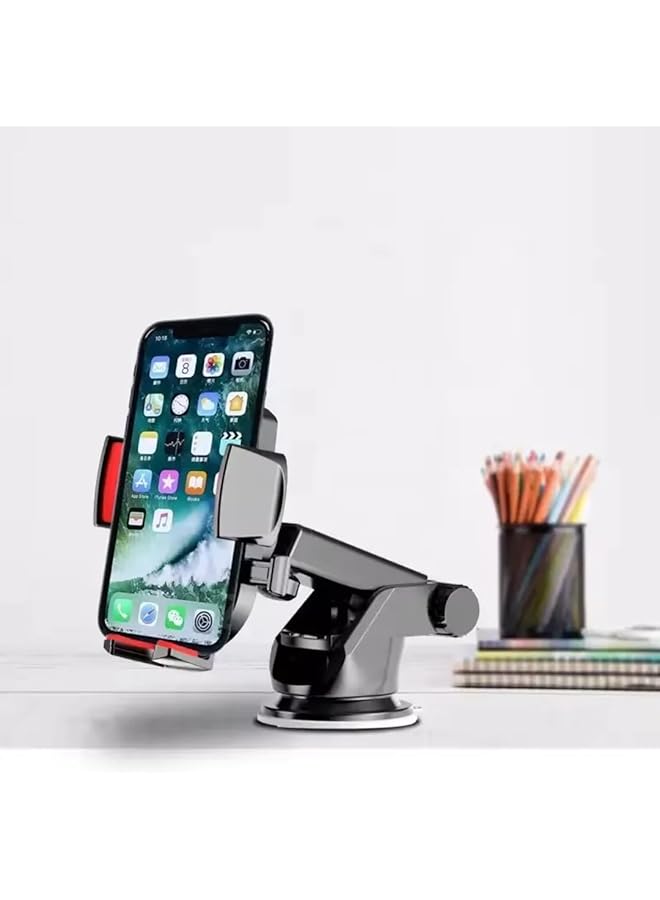 حامل هاتف عالمي للسيارة - حامل هاتف محمول قابل للتعديل مع دوران 360 درجة، وكأس شفط قوي ومشبك فتحة تهوية - حامل لوحة القيادة/الزجاج الأمامي بدون استخدام اليدين لأجهزة Iphone وSamsung وAndroid. - Image 1