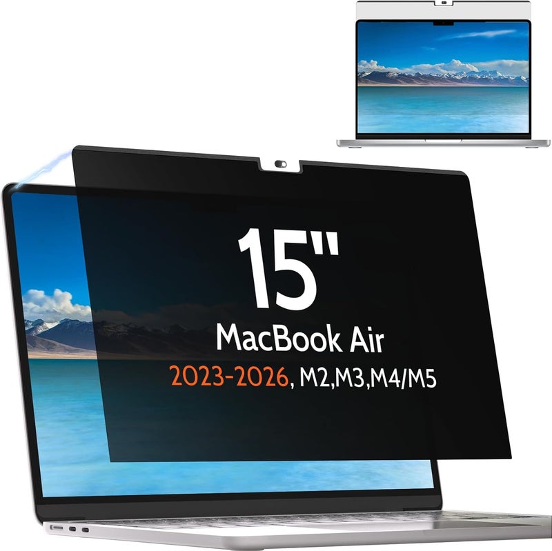Mamol Privacy Screen for MacBook Air 15 Inch 2023-2025 (M2 M3 M4 Chip), Magnetic Removable Anti Glare Blue Light Filter Protector - Image 1