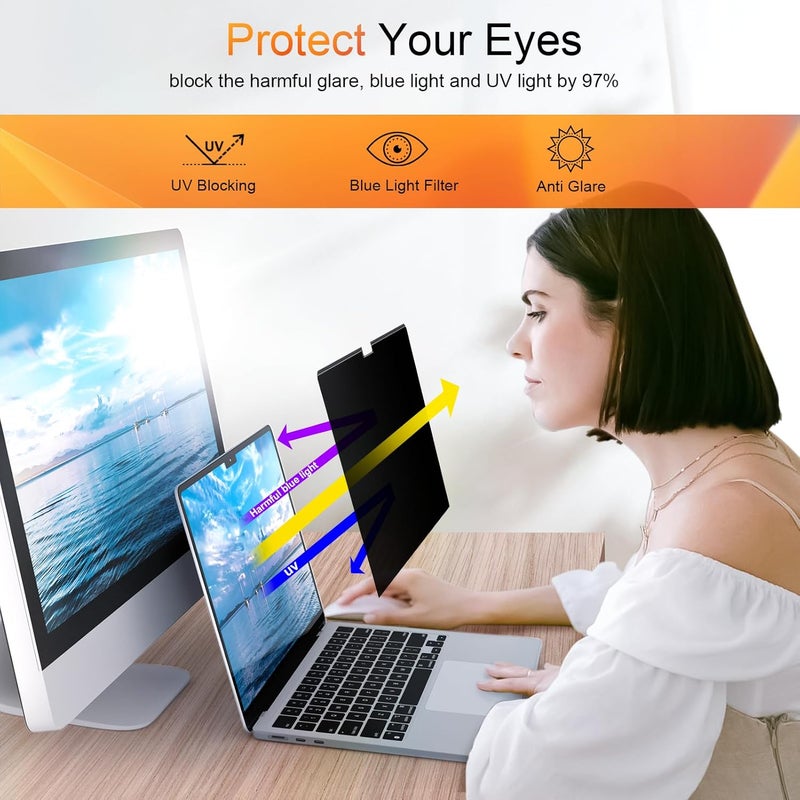 Mamol Privacy Screen for MacBook Air 15 Inch 2023-2025 (M2 M3 M4 Chip), Magnetic Removable Anti Glare Blue Light Filter Protector - Image 4